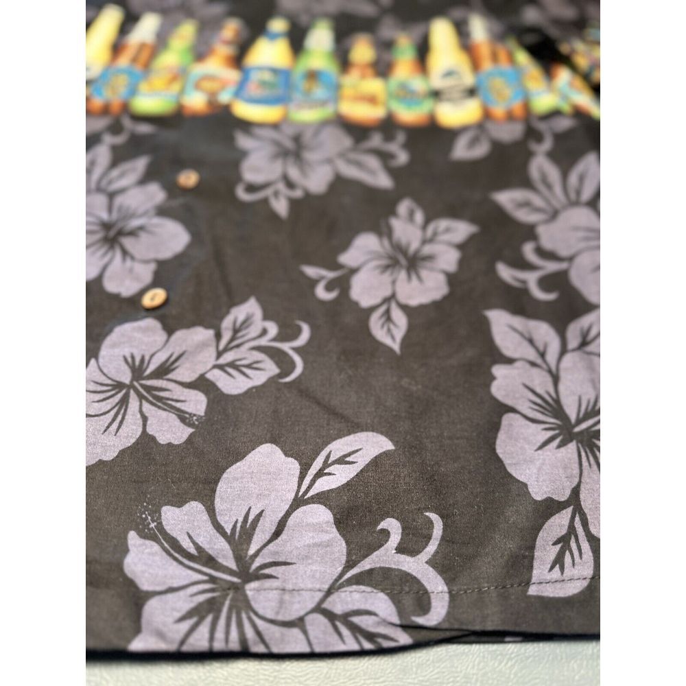 KYS Hawaiian Shirt Lager Beers & Floral Print Men's Large Black Made‎ in USA - Picture 5 of 7